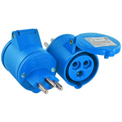 Adapter CH T23 – CEE 16, blau 6h LNPE 250V 16A