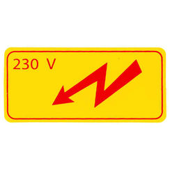 Warnschild Kunststoff 65x30mm Pfeil selbstklebend gelb-rot