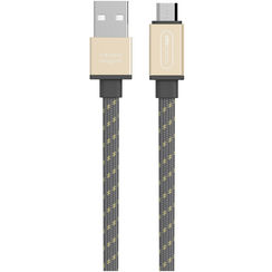 USB Kabel Micro USB Stoff Kabel, 1.5m, gold/braun