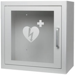 Wandgehäuse zu Defibrillator SAVER ONE, IP20, mit akustischem Alarm, Metall-Look