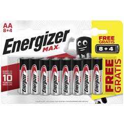Batterie Energizer Alkaline Aktion Max AA, LR 6, E91, 8+4 Blister