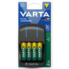 Ladegerät VARTA Plug Charger mit 4×AA 2.1Ah Ready To Use