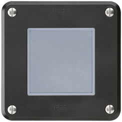 UP-Nass-Druckschalter, 3/1L, schwarz Hager, robusto, 10A, 86x86mm