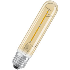 LED-Lampe 1906 TUBULAR E27, 2.8W, 240V, 2400K, Ø28.5×138mm, gold, klar